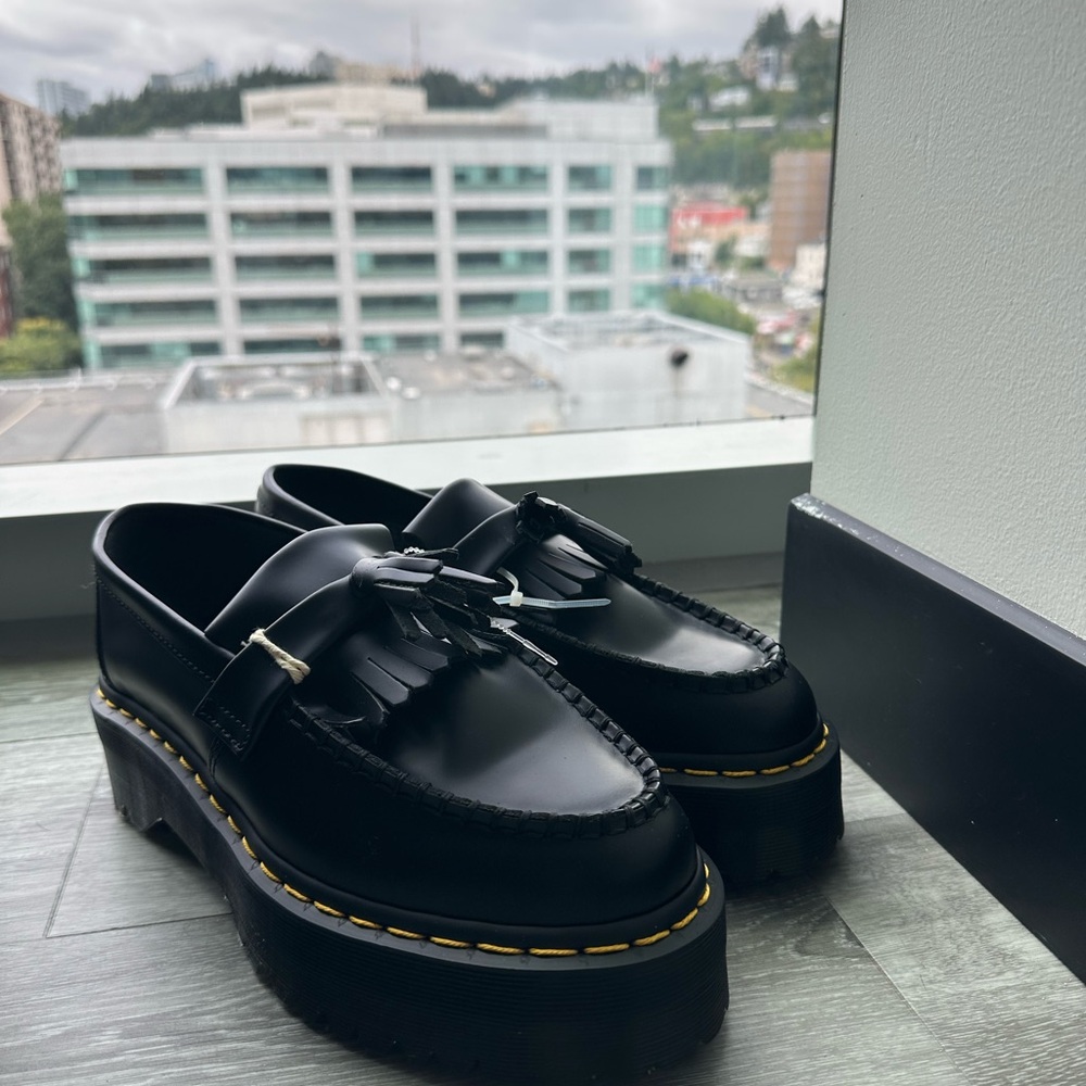 Dr. Martens Black Leather Platform Loafers